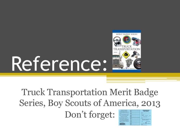 Truck transportation merit badge logistics