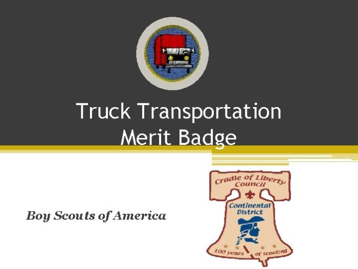 Truck transportation merit badge logistics